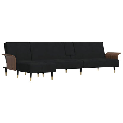 Divano a L Nero 279x140x70 cm in Velluto