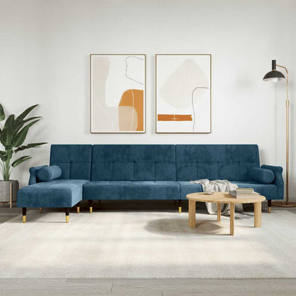 Divano Letto a L Blu 271x140x70 cm in Velluto