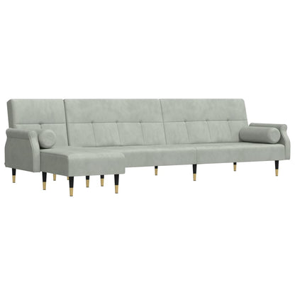 Divano Letto a L Grigio Chiaro 271x140x70 cm in Velluto