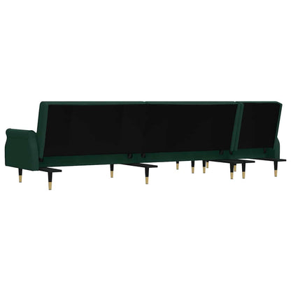 Divano Letto a L Verde Scuro 271x140x70 cm in Velluto