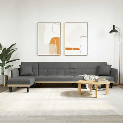 Divano Letto a L Grigio Scuro 275x140x70 cm in Tessuto