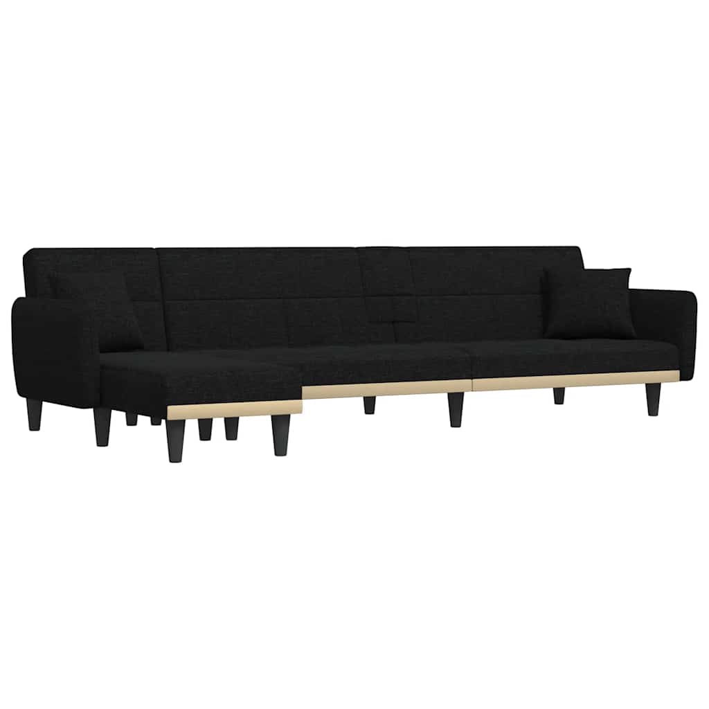 Divano Letto a L Nero 275x140x70 cm in Tessuto