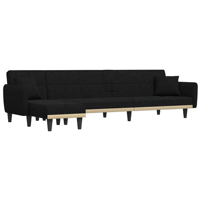 Divano Letto a L Nero 275x140x70 cm in Tessuto