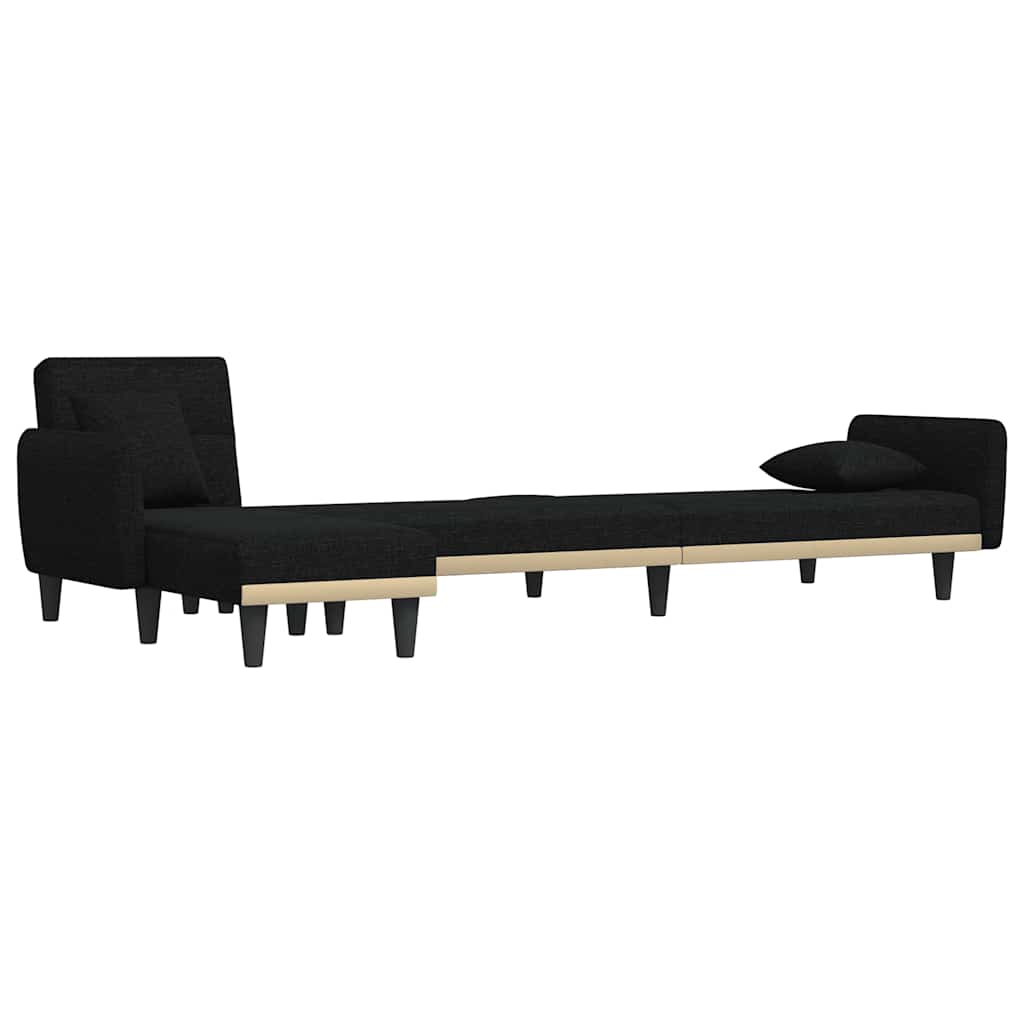 Divano Letto a L Nero 275x140x70 cm in Tessuto