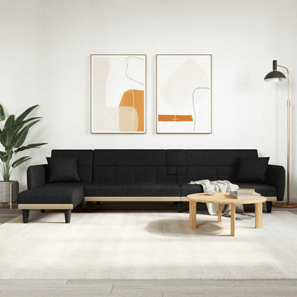 Divano Letto a L Nero 275x140x70 cm in Tessuto