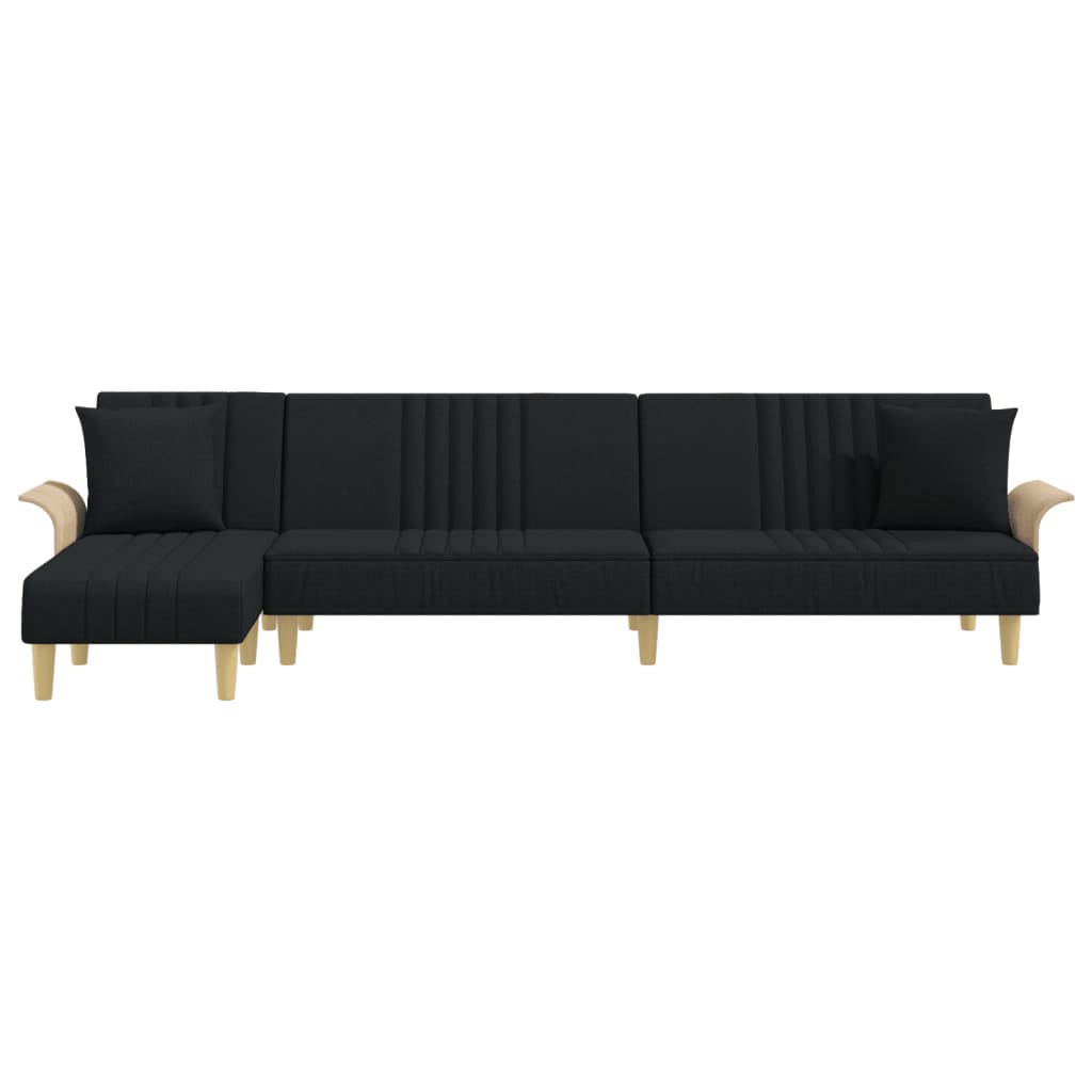 Divano Letto a L Nero 279x140x70 cm in Tessuto