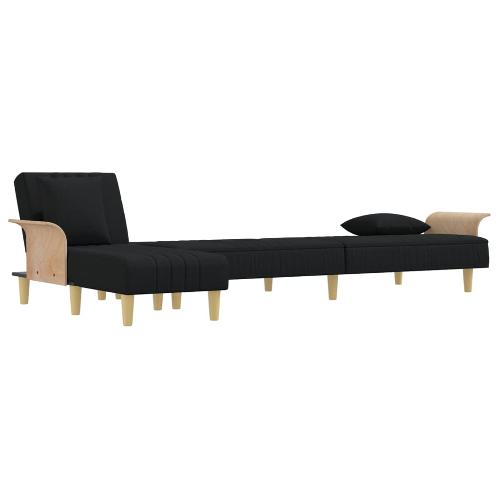 Divano Letto a L Nero 279x140x70 cm in Tessuto