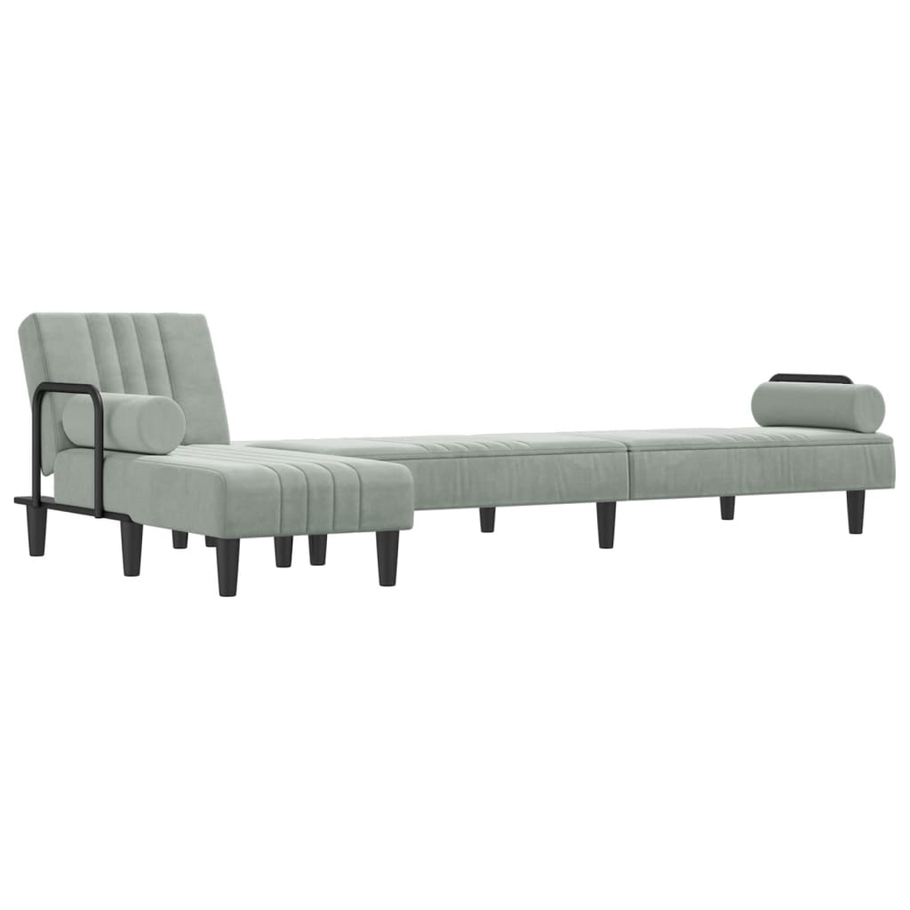 Divano Letto a L Grigio Chiaro 260x140x70 cm in Velluto