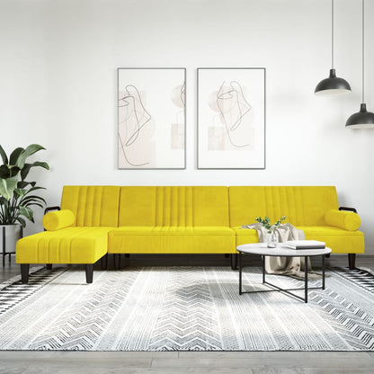 Divano Letto a L Giallo 260x140x70 cm in Velluto