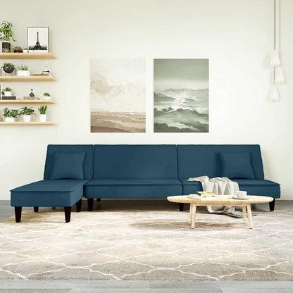 Divano Letto a L Blu 255x140x70 cm in Velluto