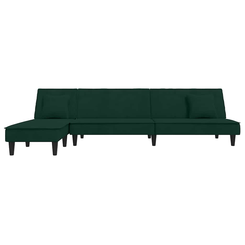 Divano Letto a L Verde Scuro 255x140x70 cm in Velluto