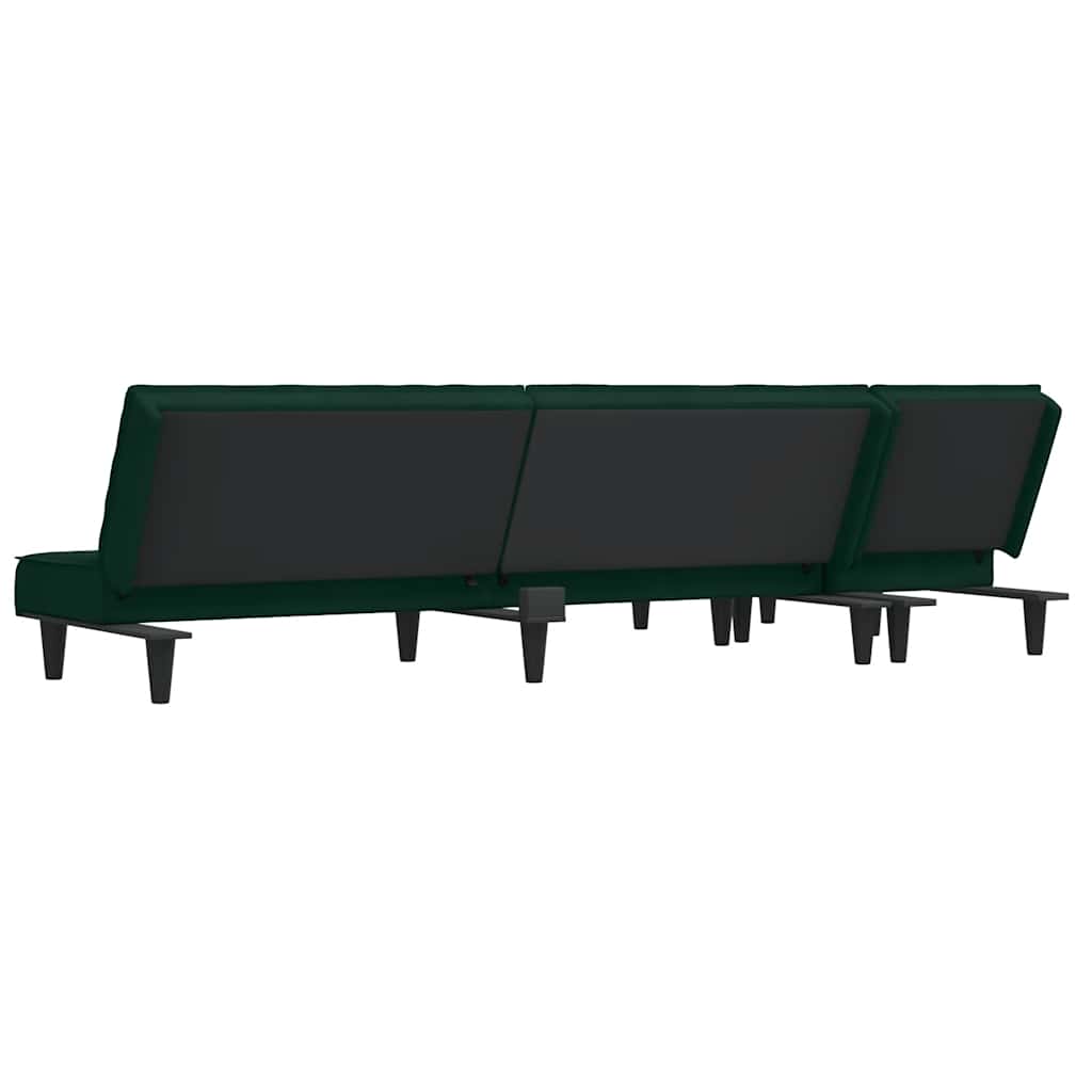 Divano Letto a L Verde Scuro 255x140x70 cm in Velluto