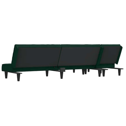 Divano Letto a L Verde Scuro 255x140x70 cm in Velluto