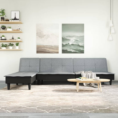 Divano Letto a L Grigio Chiaro 255x140x70 cm in Tessuto