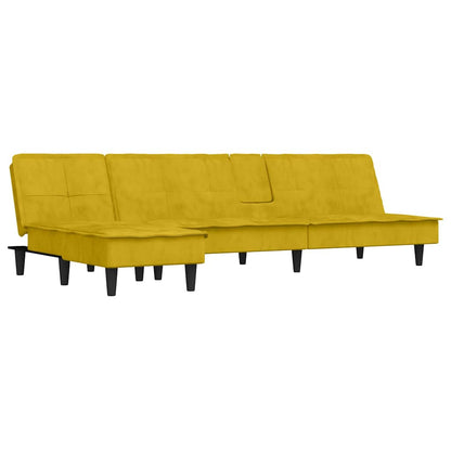 Divano Letto a L Giallo 255x140x70 cm in Velluto