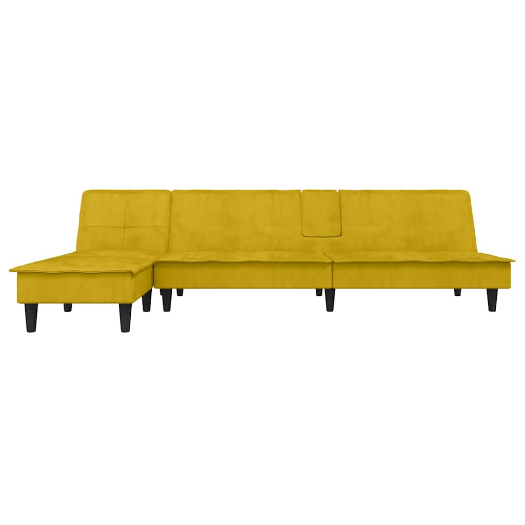 Divano Letto a L Giallo 255x140x70 cm in Velluto