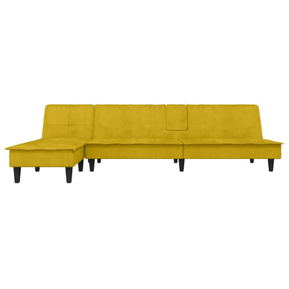 Divano Letto a L Giallo 255x140x70 cm in Velluto