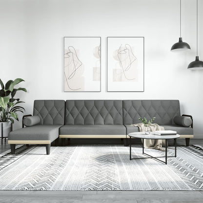Divano Letto a L Grigio Scuro 260x140x70 cm in Tessuto