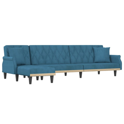 Divano Letto a L Blu 271x140x70 cm in Velluto