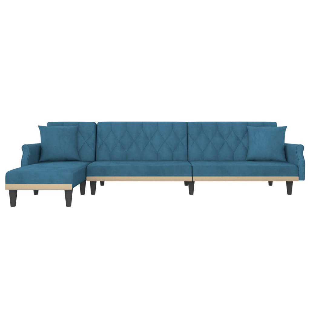 Divano Letto a L Blu 271x140x70 cm in Velluto