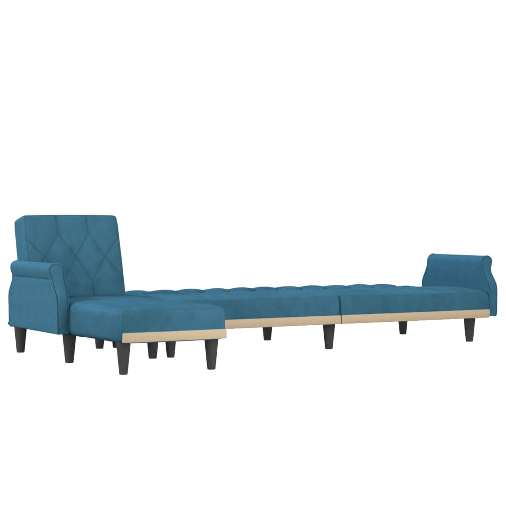 Divano Letto a L Blu 271x140x70 cm in Velluto