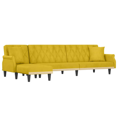 Divano Letto a L Giallo 271x140x70 cm in Velluto