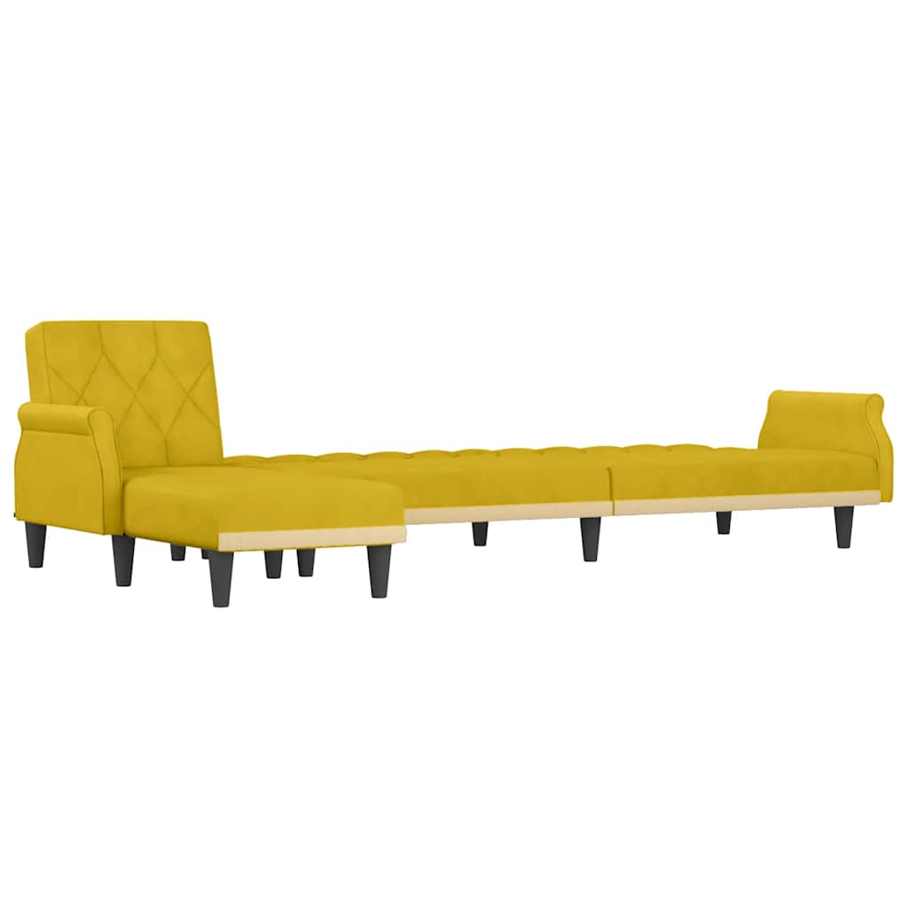 Divano Letto a L Giallo 271x140x70 cm in Velluto