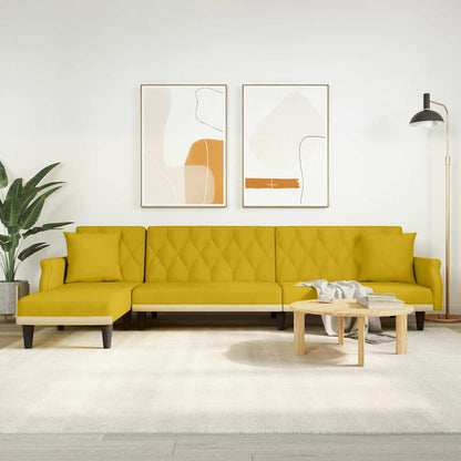 Divano Letto a L Giallo 271x140x70 cm in Velluto