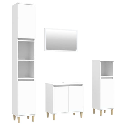Set Mobili da Bagno 4 pz Bianco in Legno Multistrato