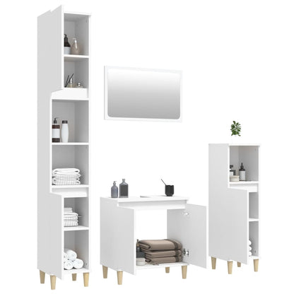 Set Mobili da Bagno 4 pz Bianco in Legno Multistrato