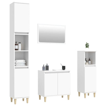 Set Mobili da Bagno 4 pz Bianco in Legno Multistrato