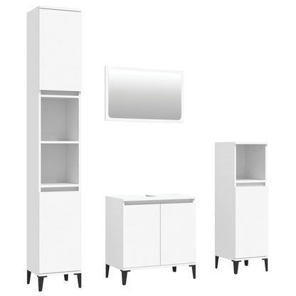 Set Mobili da Bagno 4 pz Bianco in Legno Multistrato
