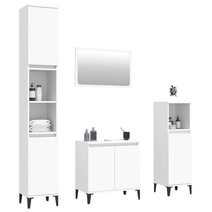 Set Mobili da Bagno 4 pz Bianco in Legno Multistrato