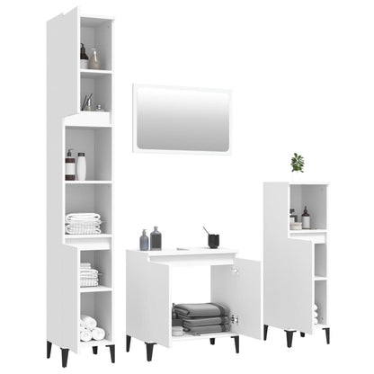 Set Mobili da Bagno 4 pz Bianco in Legno Multistrato