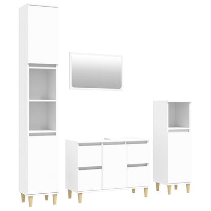 Set Mobili da Bagno 4 pz Bianco in Legno Multistrato