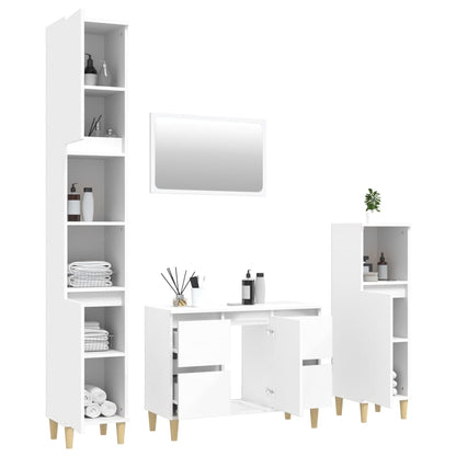 Set Mobili da Bagno 4 pz Bianco in Legno Multistrato