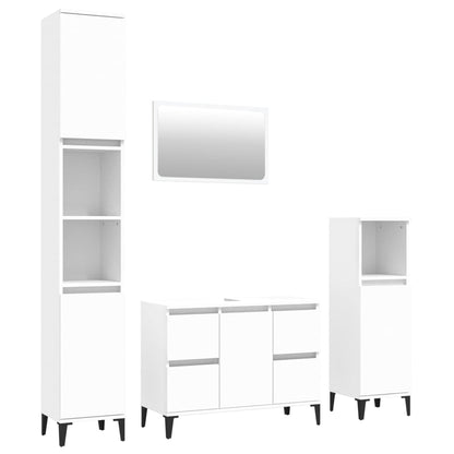 Set Mobili da Bagno 4 pz Bianco in Legno Multistrato
