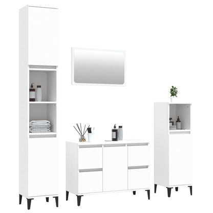 Set Mobili da Bagno 4 pz Bianco in Legno Multistrato