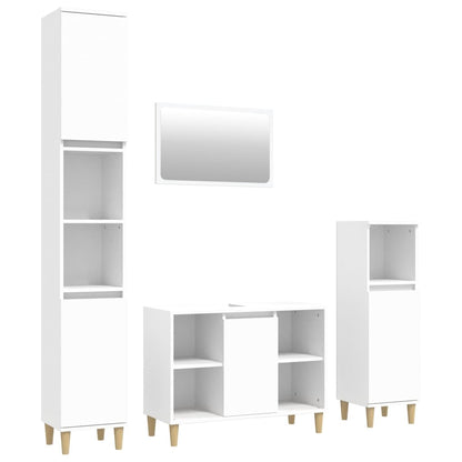 Set Mobili da Bagno 4 pz Bianco in Legno Multistrato