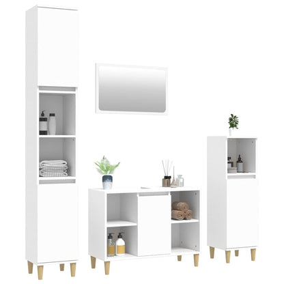 Set Mobili da Bagno 4 pz Bianco in Legno Multistrato