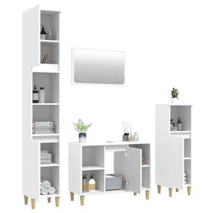 Set Mobili da Bagno 4 pz Bianco in Legno Multistrato