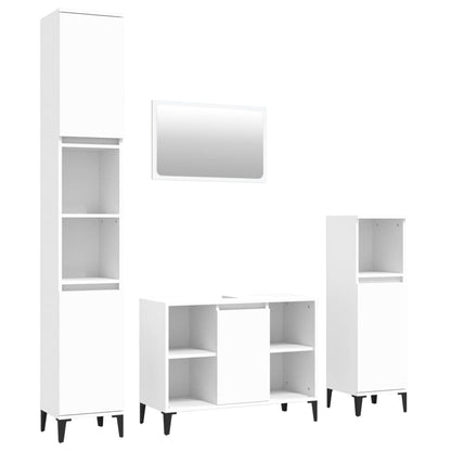 Set Mobili da Bagno 4 pz Bianco in Legno Multistrato