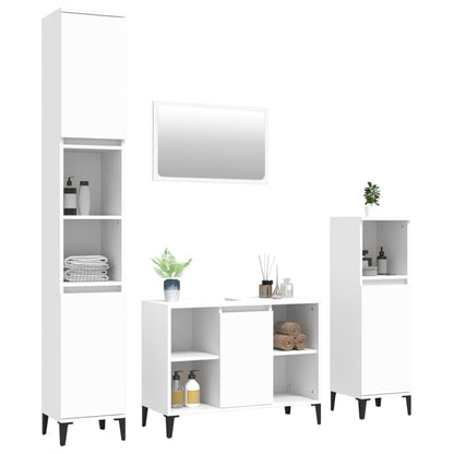 Set Mobili da Bagno 4 pz Bianco in Legno Multistrato