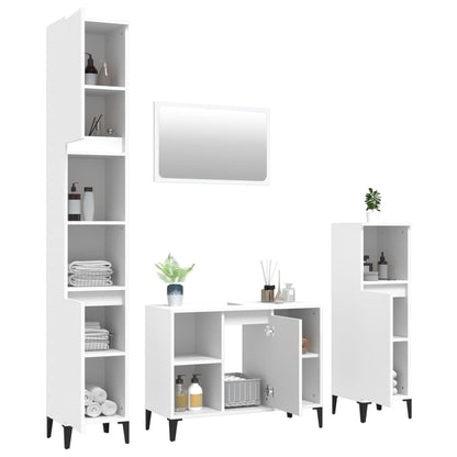 Set Mobili da Bagno 4 pz Bianco in Legno Multistrato