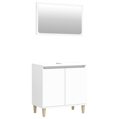 Set Mobili da Bagno 2 pz Bianco in Legno Multistrato