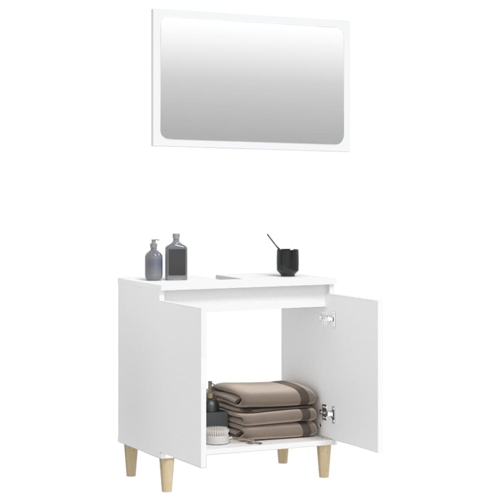 Set Mobili da Bagno 2 pz Bianco in Legno Multistrato