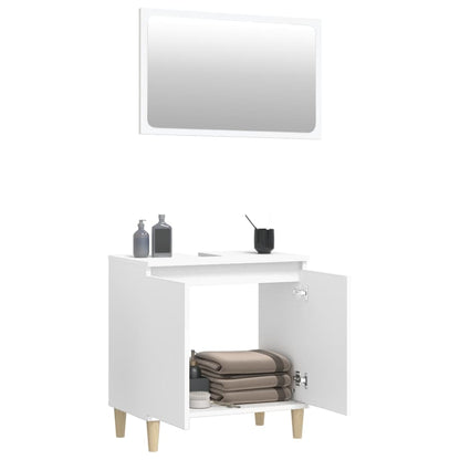 Set Mobili da Bagno 2 pz Bianco in Legno Multistrato