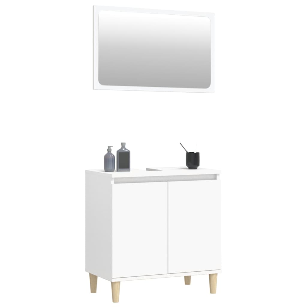 Set Mobili da Bagno 2 pz Bianco in Legno Multistrato