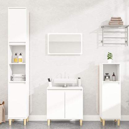 Set Mobili da Bagno 2 pz Bianco in Legno Multistrato