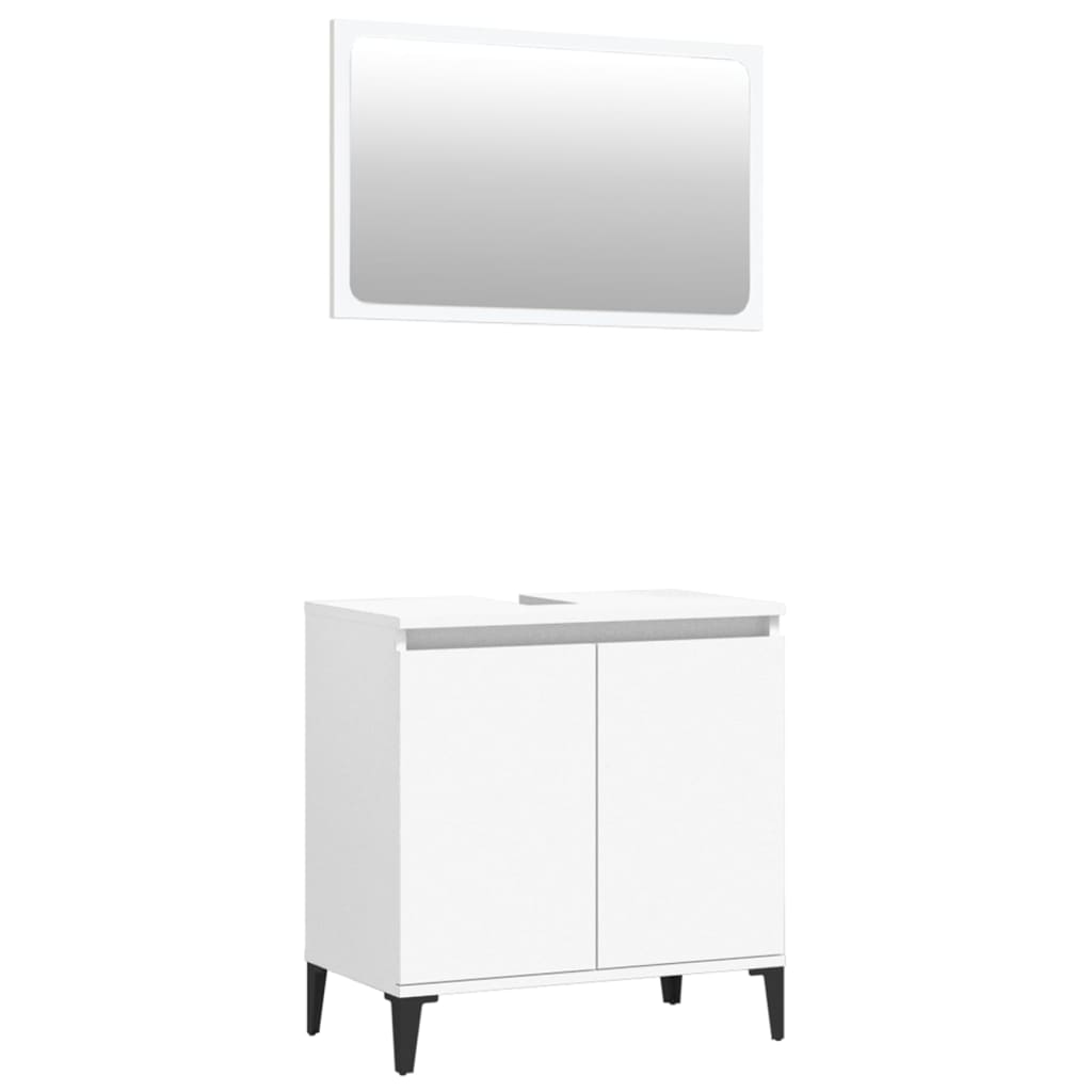 Set Mobili da Bagno 2 pz Bianco in Legno Multistrato